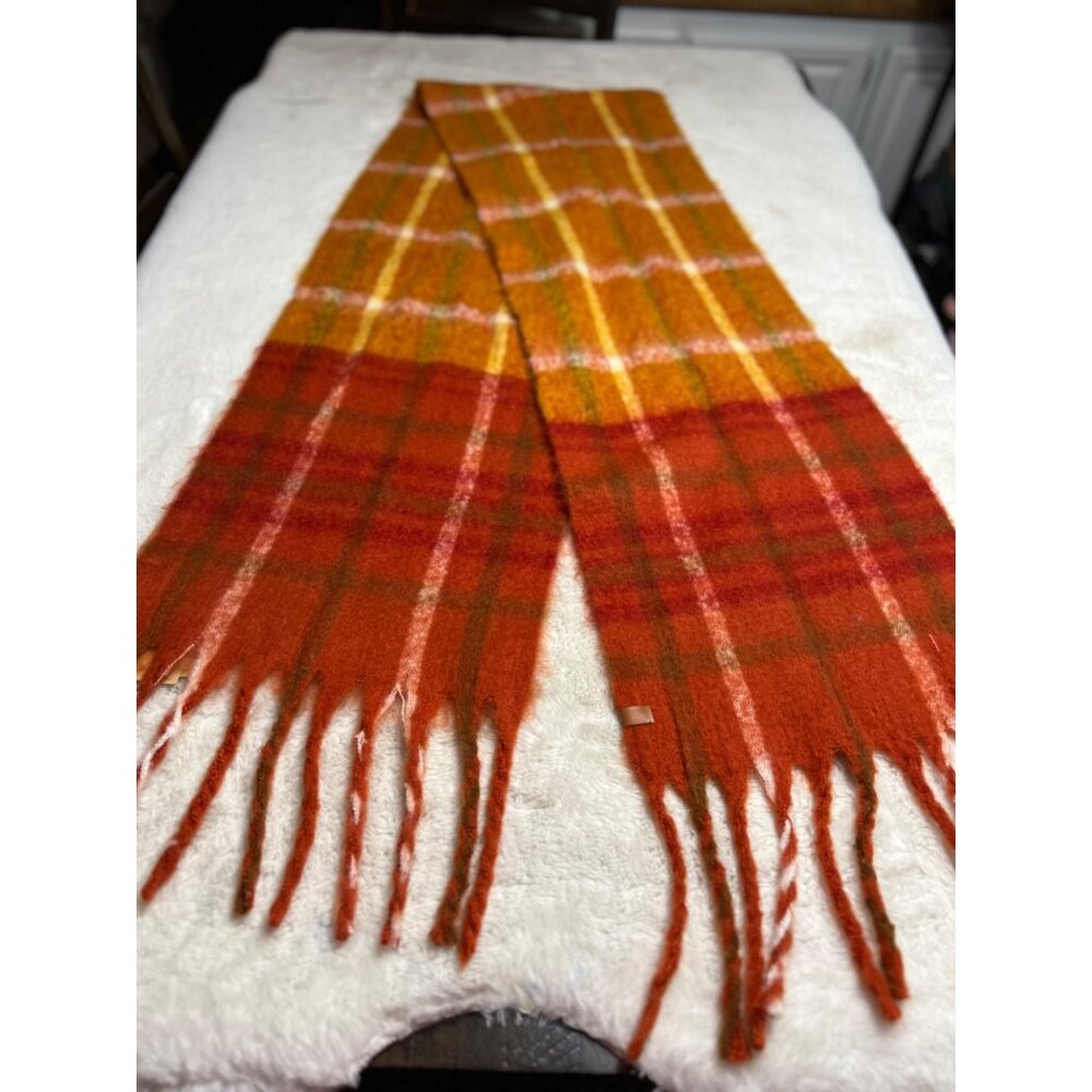 Frye & Co. Oversized Plaid Blanket Scarf Rustic Clay 50% Recycled Polyester